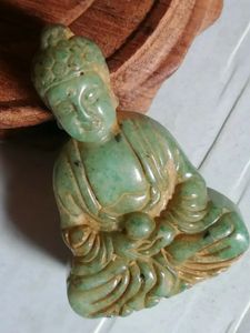 Buikkettingen Oud China Handgesneden jade Boeddha Adel draagt amuletten Hanger 231208
