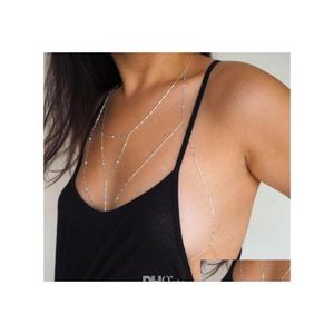 Ventre Chaînes Sexy Corps Soutien-Gorge Chaîne Femmes Or Sier Poitrine Taille Pour Femme Mode Plage Bodychain Bijoux Drop Delivery Dhgye