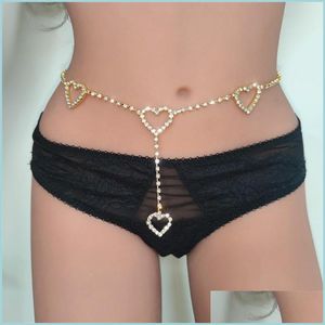 Belly Chains Summer Beach Rhinestone hart taille ketting riem sieraden voor vrouwen fl diamant buiklichaam sexy kristal feest cadeau c3 drop d dhvfx