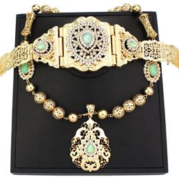 Chaînes de ventre Sunspicems Algérie Maroc Ensembles de Bijoux Femmes Robe Caftan Ceinture Perles En Métal Collier Ensembles Arabe Mariée Ceinture De Mariage Bijoux De Corps 230706