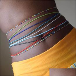 Cadenas de vientre VSCO Colorf Rice Bead Mti Mti Link hechas de cintura Bikini Joya de joyería Cadena de cuerdas Beads al por mayor entrega de caída