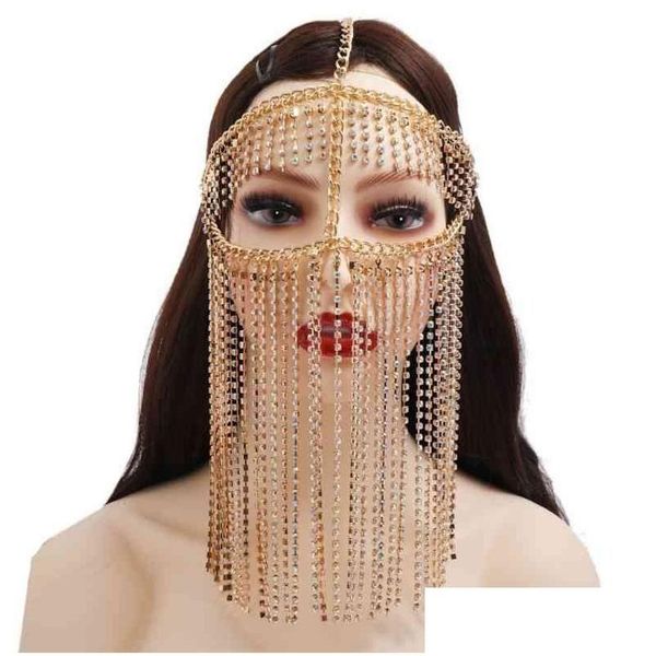 Chaînes de ventre femmes à la main faux cristal gland mascarade masque voile visage chaîne danse scène cosplay fête bandeau boho festival cheveux Dhpyw