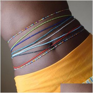 Chaînes de ventre femmes chaîne en couches Colorf été Bikini bijoux de corps perle taille livraison directe Dhwmz