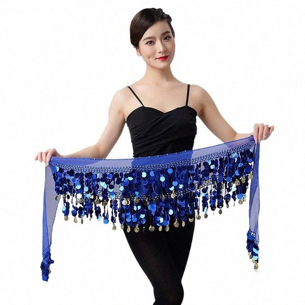 Ceinture de danse du ventre Costumes Paillettes Danse du ventre Écharpe de hanche pour femmes Ceintures de danse du ventre Couleurs indiennes Ceinture Performance de danse b6GN #