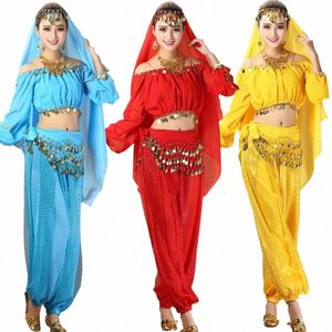 Buikdanskleding Indiase dansvoorstellingkleding Danspraktijkkleding Nieuw Lg-mouwen Lantaarn Mouwpak r3Ww #