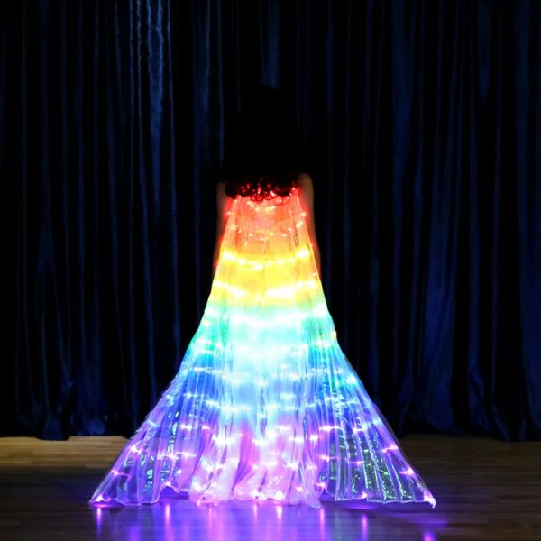 Dance du ventre coloré 110cm Alas LED Wings For Kids Girl Performance Fluorescent Butterfly Isis Wings Carnival Festival Tenue