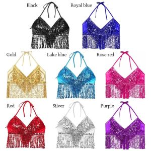 Belly Dance Sequen Fringe Top Nightclub Performance Halter Bra Dance Wear Show Show Costumes