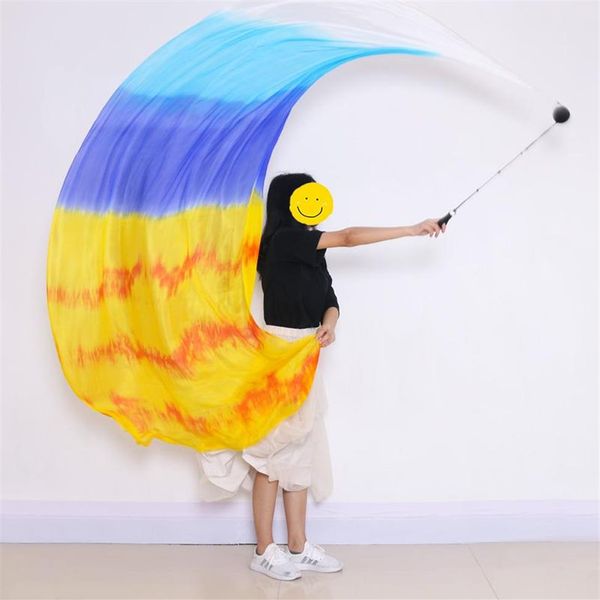 Voile De Soie De Danse Du Ventre 250x114 Cm Poi Chaîne Balle Lancer Femmes Streamer Stage Performance Props Rainbow Color Gradient Accessoire Wea242C