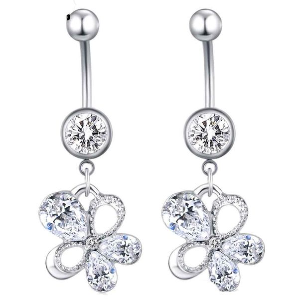 Boucle d'oreille pour le ventre, bijoux en acier chirurgical, fleur, clochette, anneaux, clou banane, bijoux pour le corps