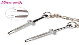 Belsiang Borst Clips Tepelklemmen voor Vrouwen Marteling Keten Schroef Tepel Bdsm Staal Bondage Volwassen Speeltjes voor Koppels NC4 Y2011183092611