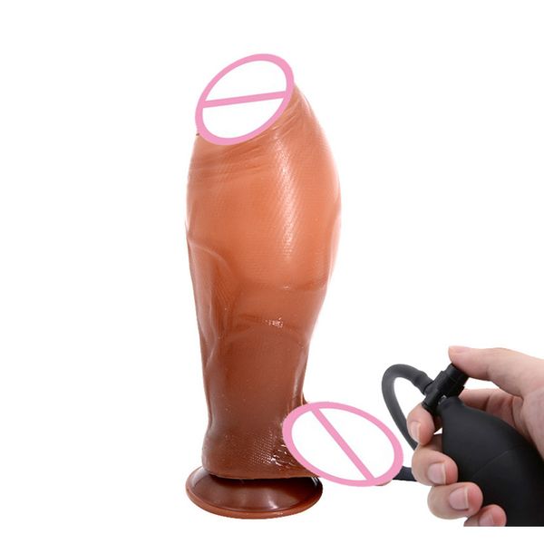 Belsiang bomba de consolador inflable enorme Big Butt Plug pene realista grande suave ventosa juguetes sexy para mujeres productos