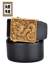 Accessoires de ceinture de ceinture 039 Couche supérieure Cow Hide Scratch résistant et cuir usurant style personnalisé Dragon chinois bronze7321895