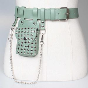 Riemtas gotische heuptaspakken taille tassen klinknagel dames s mode mini -stijl verpakking decoratie trui ins 230523