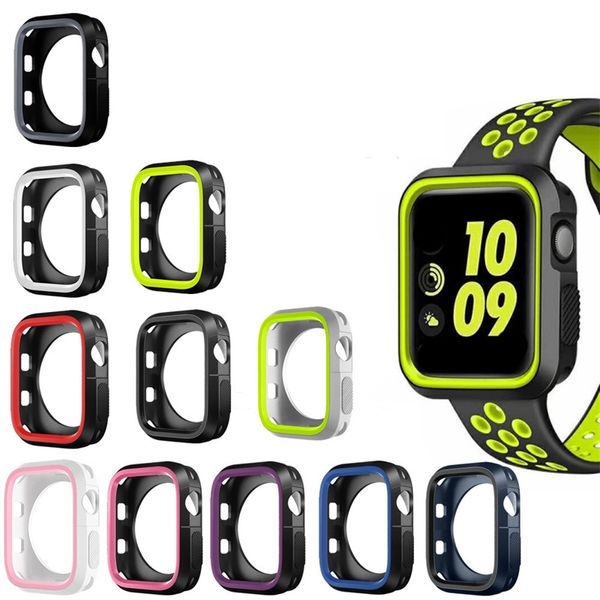 Funda de silicona deportiva de 11 colores para apple watch fundas protectoras suaves de iWatch 38mm 42mm 40mm 44mm 41mm 45mm 49mm