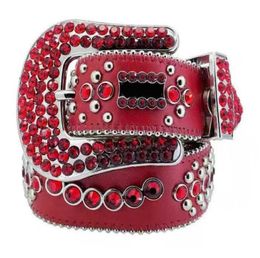 Ceinture bbs rouges de diamant hip hop rouge