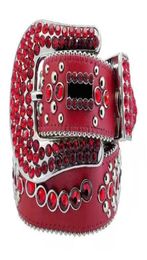 Ceinture BBS Red Hip Hop ceintures de diamant ceintures punk ceintures de diamants européennes et américaines ceinture de diamants strass diamants taille9176738