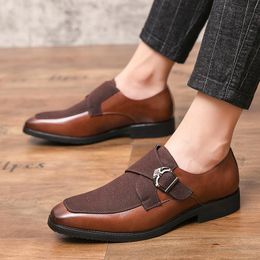 Belt Buckle Monk Leather New Suede Strap Shoes Men Casual Loafers Business Formal Dress Footwear Sapatos Tenis Masculino 735
