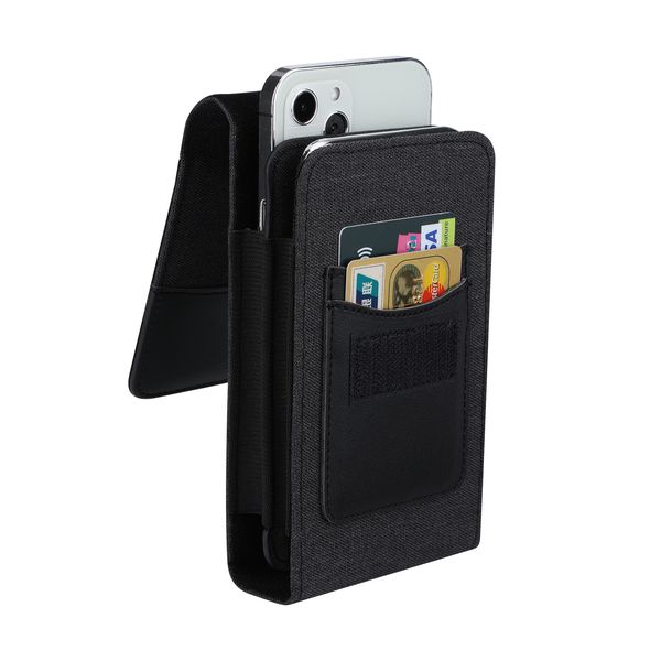 Clip de ceinture Holster Phone Holder Pouch Case avec porte-cartes Grande taille Compatible avec iPhone 14 Pro Max 6S Samsung S22 Ultra