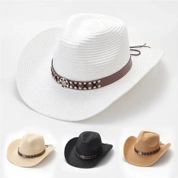 Ceinture décor du chapeau de paille Visor Soleil Travel Fishor Outdoor Cowboy Hatsvintage Accessoires de cheveux décontractés pour les femmes 240429