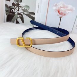 Ceinture femme de créateur ceintures fines largeur 2 cm lettre v mode classique couleur unie boucle en or taille 95 cm-110 cm ceinture femme en cuir véritable de haute qualité avec boîte