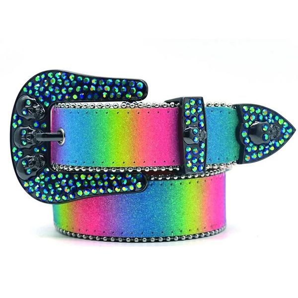 ceinture pour homme Hommes Femmes Bb Simon Ceinture Designer de luxe Ceinture Rétro Aiguille Boucle CeintureS 20 Couleur Cristal diamant comme cadeau ceinture taille ceintures