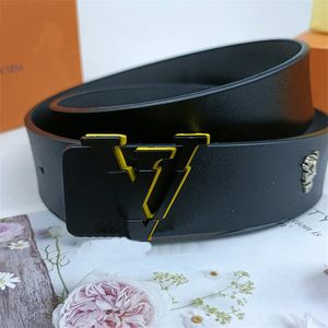 Ceinture pour hommes, ceinture à boucle bicolore noir et jaune, ceinture de vache 100% véritable, accessoires pour femmes, ceinture de lettre de luxe, ceinture d'affaires décontractée de haute qualité