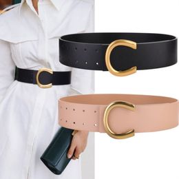 Cinturón para mujer Fashion Smooth Hebilla C Diseño de letras Cinturones de mujer Ancho de cuero de vaca genuino 5 6cm 5 colores Altamente calidad 304i