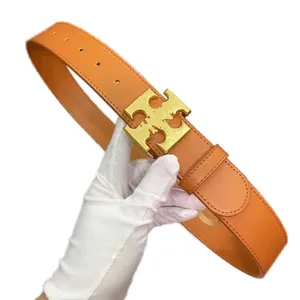 Riem voor dames ontwerper vergulde gouden geometrische gesp lederen riemen vintage stijl tailleband effen kleur cinture roze oranje wit zwart optioneel ga0138 E4