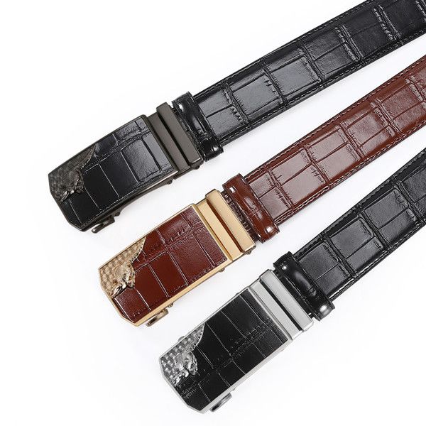 Ceinture alliage mâle mâle boucle automatique Alligator Alligator Capeur de vache Caillerie Young Business Belt Manufacturers en gros