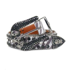 Ceinture Homme Incrusté Tête De Crâne Clou Perle Eau Diamant Pu Motif Léopard Alliage Aiguille Boucle Personnalisé Rue Hip-hop Punk Style Ceinture