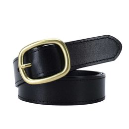 Cinturón de piel de vaca de capa superior para hombre con hebilla de cobre tendencia juvenil nuevo cinturón de estilo informal de negocios