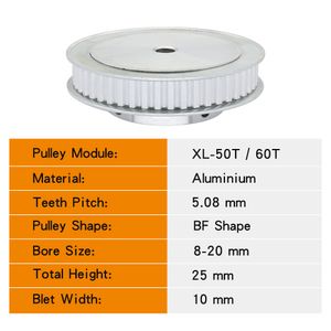 Beltpoelie XL-50T/60T BORE MAAT 8/10/12/14/15/17/20 MM Legering Synchrone wieltanden Pitch 5,08 mm voor breedte 10 mm xl distributie riem