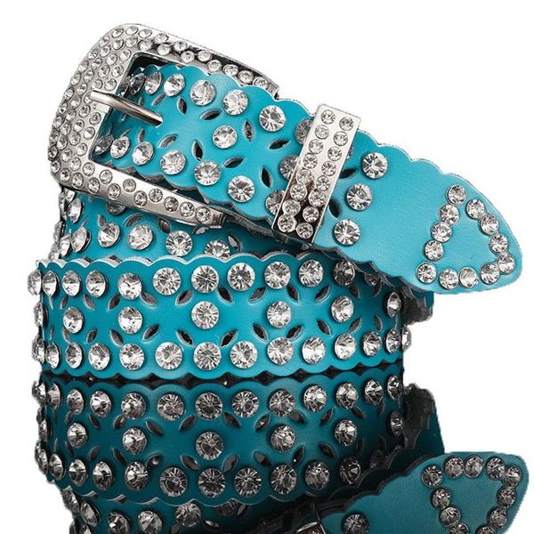 Cinturón Cinturones de diamantes de imitación para mujer Diseñador Cinturón de diamantes Ancho 3 2 CM Piel de vaca Brillo Clásico Cinturón femenino Belts239z