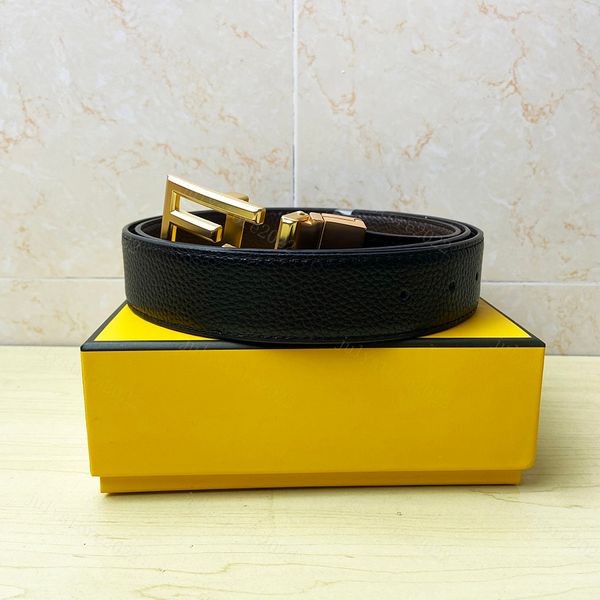 Belt111 Cinturón Gner para hombres Cinturones F Bucetas F Moda Gold Classical Big Smooth Smooth Black Genuine Leather Store 3.8 cm