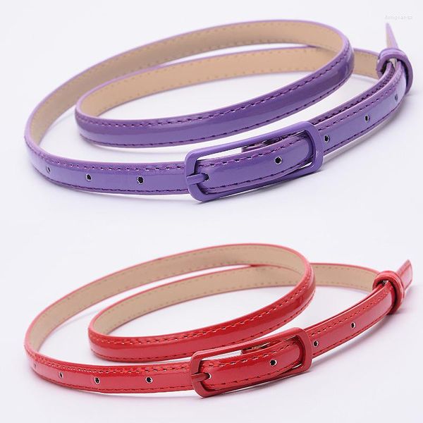 Ceintures 1.2 cm Enfants Super-mince PU Ceintures Simple Solide Couleur Casual Filles Vêtements Accessoires Violet Rouge En Gros 1 pc