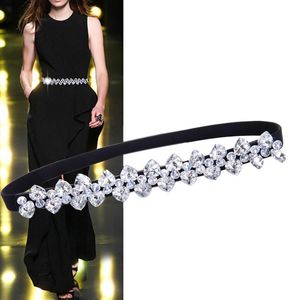 Riemen 1,5 cm brede strass ingelegde riem dames modejurk kristal kralen elastische taille afdichting voor bruiloftsfeest decoratief gordel