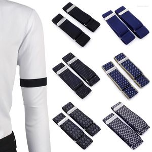 Cinturones 1 par Camisa para hombre Brazalete ajustable Manga Liguero Bartender Cuff Holder Elástico Metal Arm Band Hold Up Sleeves Brazaletes