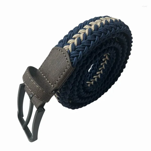 Cinturones 1 PC Golf Trenza Cinturón elástico Hombres Mujeres Colorido Casual Lona Elástica para Jeans