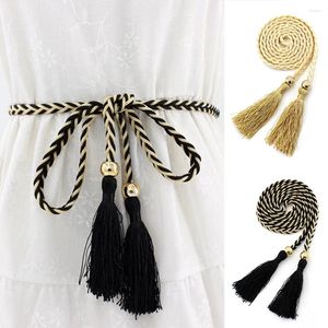 Ceintures 1 PC Couleur de couleur massive de la ceinture de gland tressé 2023 Boho Girls Thirk Corde Tricot pour robe ACCESSOIRES