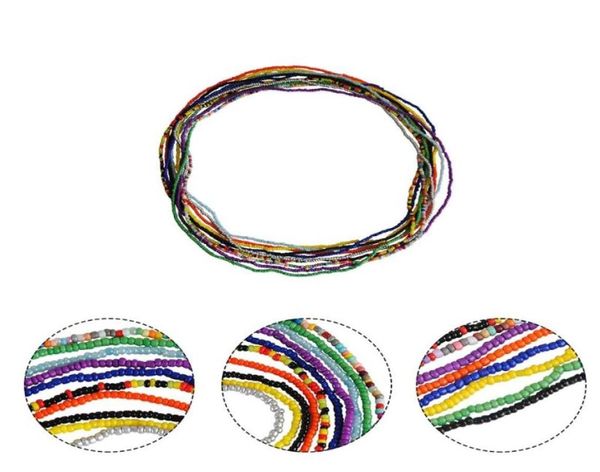 Cinturones 10 unids verano bikini elástico multicolor con cuentas vientre cintura cadena mujeres bohemia africana en capas colorida playa cuerpo joyería b3961563