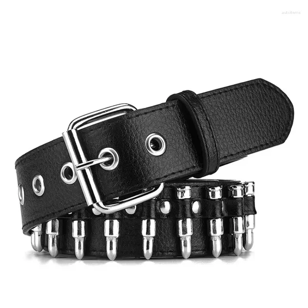 Ceintures 110cm Ceinture de mode Dames Cuir Clouté Cadeau Homme Goth Rock Sauvage Réglable Femmes Punk Noir Personnalisé