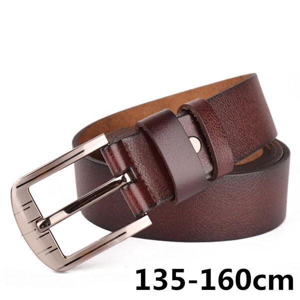 Ceintures 135 cm -160 cm de long hommes en cuir véritable grande taille ceinture classique décontracté concepteur broche bouton Plus mâle gros gens sangles