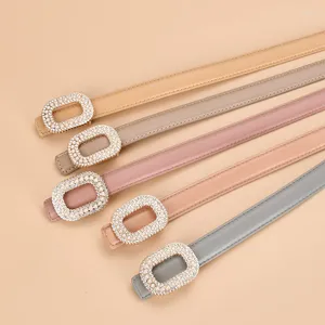 Cinturones 16 Colorv Lujo Damas de alta calidad con incrustaciones con perlas Rhinestone Hebilla redonda Diseñador Cinturón de mujer de cuero genuino