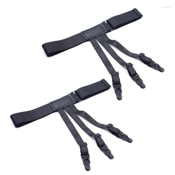 Cinturones 1 par de tirantes elásticos para piernas, abrazaderas de bloqueo de plástico, correas de sujeción para camisas 066C