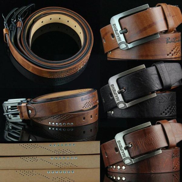 Cinturones, 1 pieza, cinturón de cuero ancho negro de diseñador, pretina Vintage para hombre, hebilla con tachuelas para acceso a la cintura cuadrada T6N8