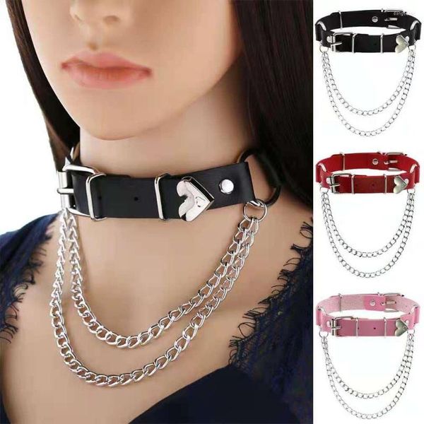 Ceintures 1 PC Gothique PU Collier En Cuir Réglable Large Cou Sangle Bondage Sexy Contraintes Cage Fétiche Tour De Cou Harnais Bretelles Ceinture