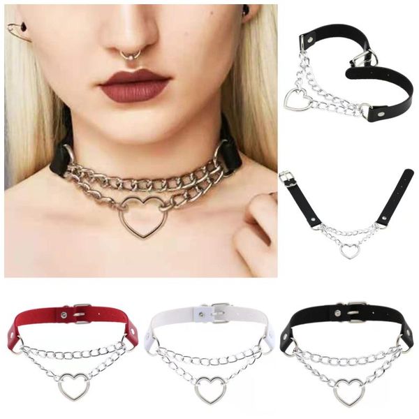 Ceintures 1 pc Collier Sexy Pour Femmes Harajuku Chocker Coeur Serrure Clé Rivet Noir Goth Punk Sautoirs Gothique Ras Du Cou Hip Hop Bondage CosplayCeintures B