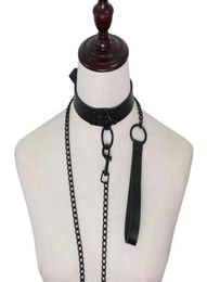 Riemen 1 st sexy ketting voor vrouwen dames punk gotische riem kraag zwarte accessoires pu lederen slave tractie bondage nekbel5951175