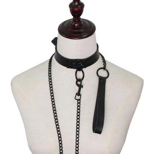 Ceintures 1pc Collier sexy pour femmes femmes punk gothique laisse collier accessoires noirs en cuir en cuir traction esclave corde de blou