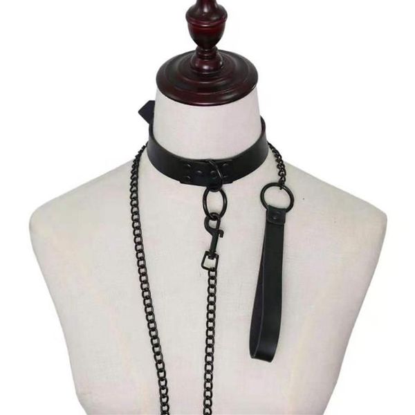 Cinturones 1pc collar sexy para mujeres para mujer punk correa gótica accesorios negros PU cuero tracción tracción bondage neckbel305y